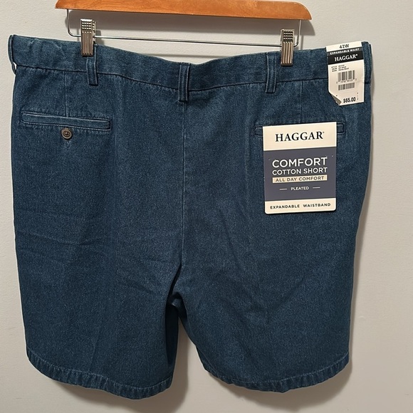 NWT Haggar Comfort Cotton Denim Shorts with Expandable Waist Zipper Mens Size 42 - Picture 10 of 12